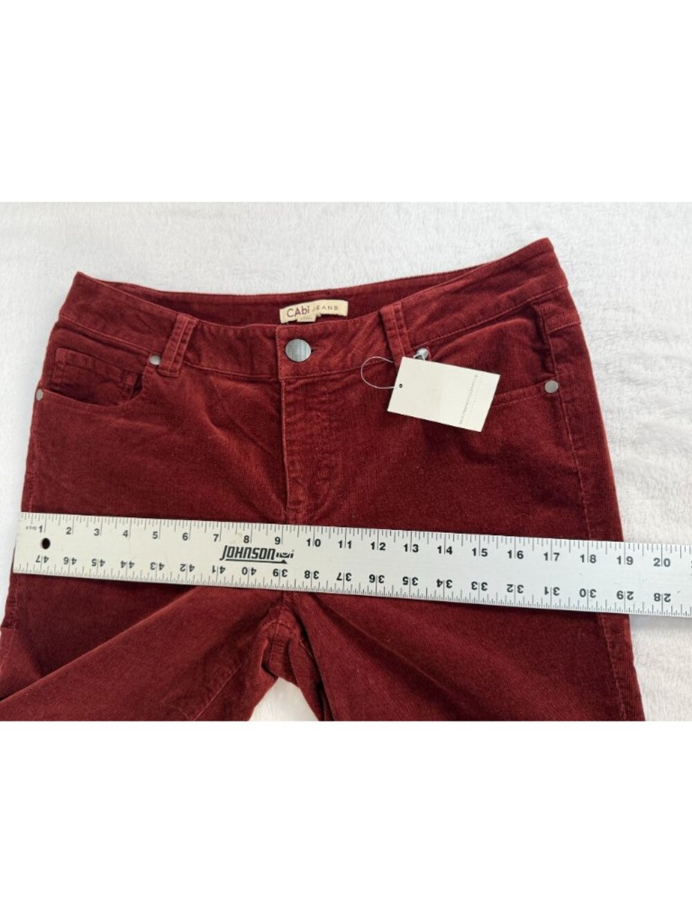 Cabi Corduroy Pants Womens Size 10 Burgundy Red Slim Jean Casual Stretch NWT - Picture 6 of 10